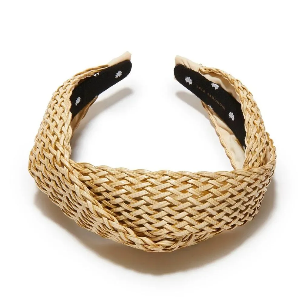 Lele Sadoughi Marlene Iconic Slim Twist Natural Wicker Linen Headband OS